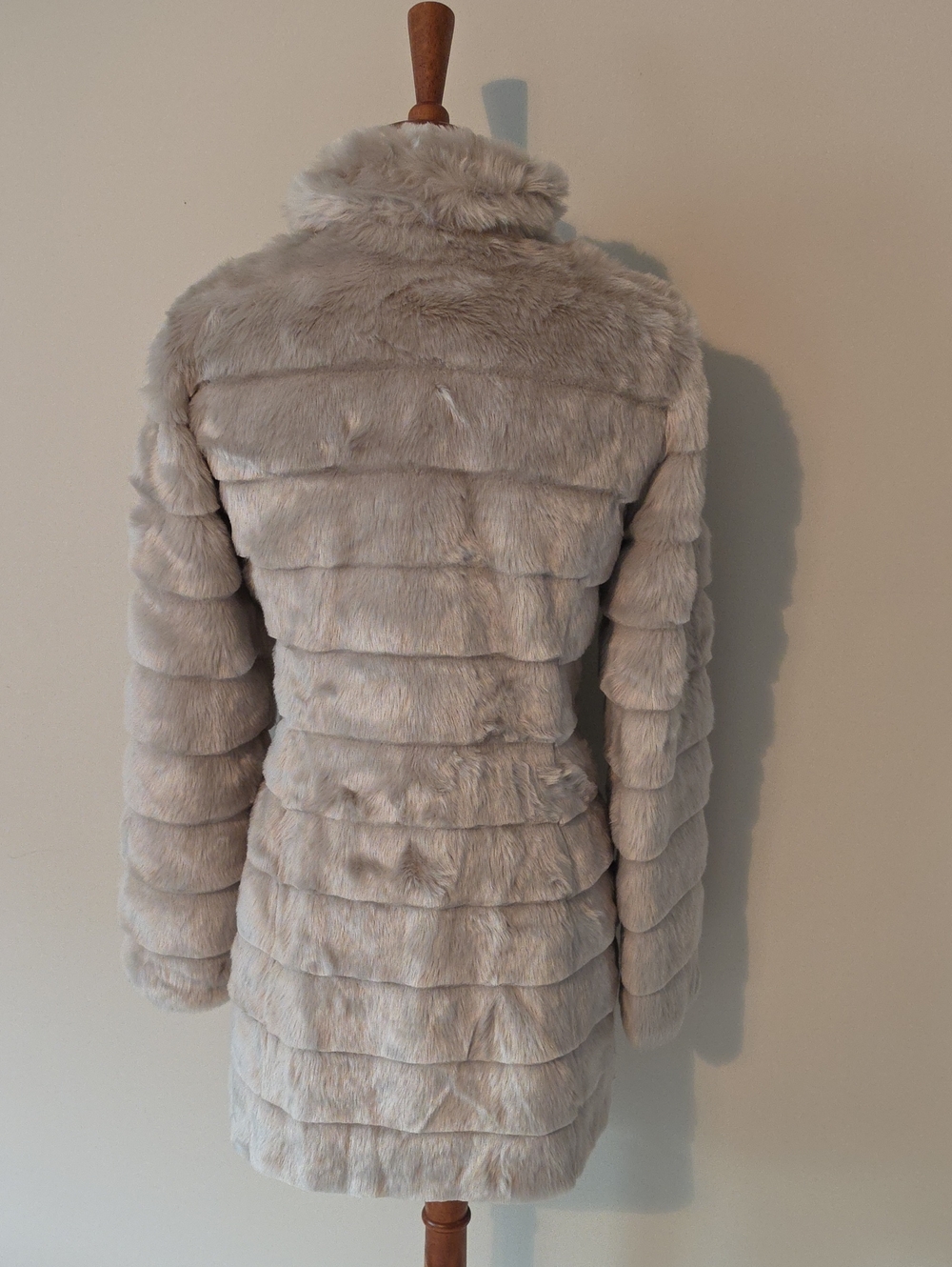Eliza J Taupe Faux Fur Long Coat - Women's Jacket - Picture 2 of 9